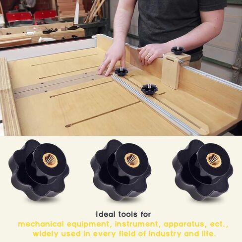 15Pcs M4 Star Knob Clamping Handle Nut Through Hole Set Brass Female Threaded Handle Screw On Knob Grip Black Plastic in Saudi Arabia