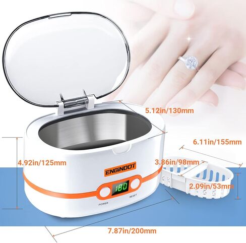 منظف ​​المجوهرات بالموجات فوق الصوتية، إنجيندوت 600 مل آلة التنظيف بالموجات فوق الصوتية الاحترافية، آلة تنظيف منزلية محمولة مع خمسة مؤقت رقمي للنظارات والساعات والأقراط والخواتم والقلائد والعملات المعدنية in Kuwait