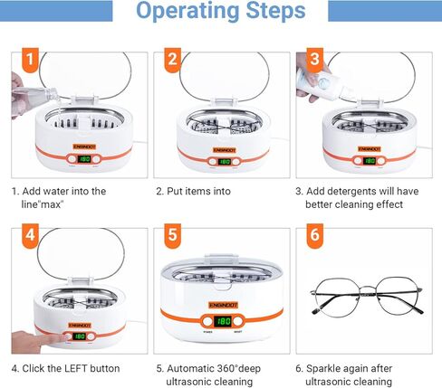 منظف ​​المجوهرات بالموجات فوق الصوتية، إنجيندوت 600 مل آلة التنظيف بالموجات فوق الصوتية الاحترافية، آلة تنظيف منزلية محمولة مع خمسة مؤقت رقمي للنظارات والساعات والأقراط والخواتم والقلائد والعملات المعدنية in Kuwait