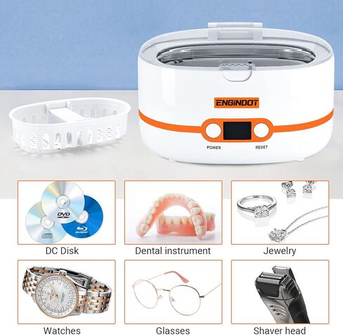منظف ​​المجوهرات بالموجات فوق الصوتية، إنجيندوت 600 مل آلة التنظيف بالموجات فوق الصوتية الاحترافية، آلة تنظيف منزلية محمولة مع خمسة مؤقت رقمي للنظارات والساعات والأقراط والخواتم والقلائد والعملات المعدنية in Kuwait