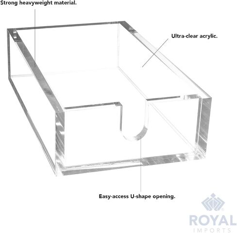 حامل مناديل مناديل الضيوف من الأكريليك من Royal Imports، صينية مناديل يدوية شفافة من الورق الفاخر لتخزين البوفيه والمطبخ وتناول الطعام والحمام والحفلات، مقاس 15.24 سم × 25.4 سم × 6.35 سم in Kuwait