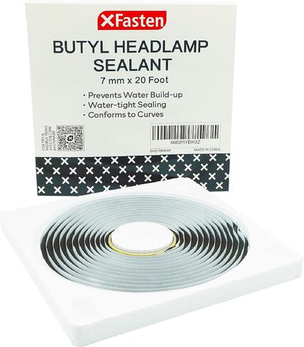 XFasten Butyl Headlamp Sealant، 7 ملم × 20 قدم، 7 ملم سميك، شريط حبل بوتيل مطاطي للسيارات من فئة OEM للمصابيح الأمامية، المصباح الأمامي، الزجاج الأمامي، النافذة، وشريط مانع التسرب لضوء حمام السباحة in Saudi Arabia