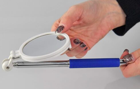 مرآة للفحص الذاتي للتقطيع من HOME-X، أداة مرآة دائرية قابلة للسحب للفحص الذاتي للمناطق التي يصعب الوصول إليها والمُسنون وذوي المعاقين ومصابي السكري - الطول 8.5" إلى 55.88 سم in Kuwait