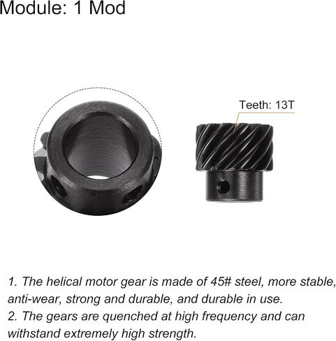 uxcell 10mm Inner Aperture 13T Helical Bevel Gear 1 Mod Hardened 45# Steel Spur Diff Differential Motor Spiral Bevel Gear Parts Accessories, Right Direction in Saudi Arabia