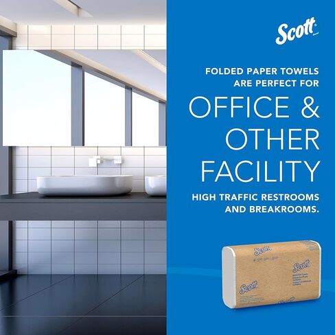 مناشف ورقية متعددة الطيات من Scott® (01804)، مزودة بجيوب امتصاصية™، ورق مقاس 9.2 × 9.4 بوصة، أبيض، (250 ورقة/عبوة، 16 حزمة/علبة، 4000 ورقة/علبة) in Saudi Arabia