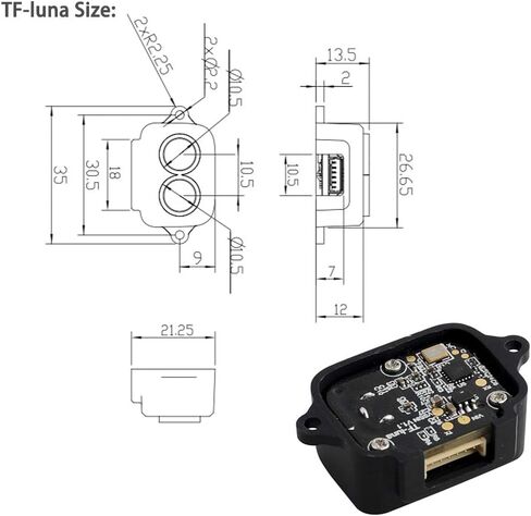 وحدة محدد المدى TF-Luna LiDAR من بينيواك وحدة ترتيب مايكرو نقطة واحدة لاردوينو بيكسهوك 5 فولت UART IIC in Saudi Arabia