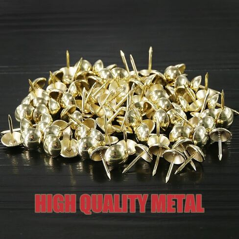 Hilitchi 200-Pieces 7/16''(11mm) Antique Brass Tacks Bronze Nail Pins Upholstery Nail Tacks Furniture Thumb Tack Pins Assortment Kit (Bronze) in Kuwait