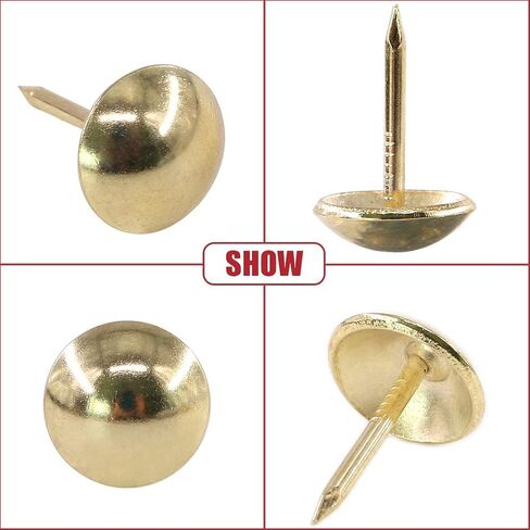 Hilitchi 200-Pieces 7/16''(11mm) Antique Brass Tacks Bronze Nail Pins Upholstery Nail Tacks Furniture Thumb Tack Pins Assortment Kit (Bronze) in Kuwait