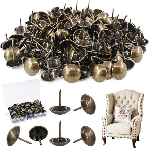 60-Pcs 1-3/16'' [30×30mm] Antique Upholstery Decorative Tacks Furniture Sofa Thumb Tacks Nails Pins Assortment Kit for Upholstered Furniture Cork Board - Bronze in Kuwait