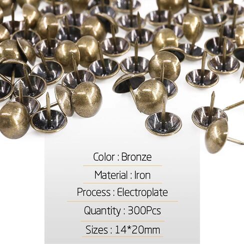 60-Pcs 1-3/16'' [30×30mm] Antique Upholstery Decorative Tacks Furniture Sofa Thumb Tacks Nails Pins Assortment Kit for Upholstered Furniture Cork Board - Bronze in Kuwait