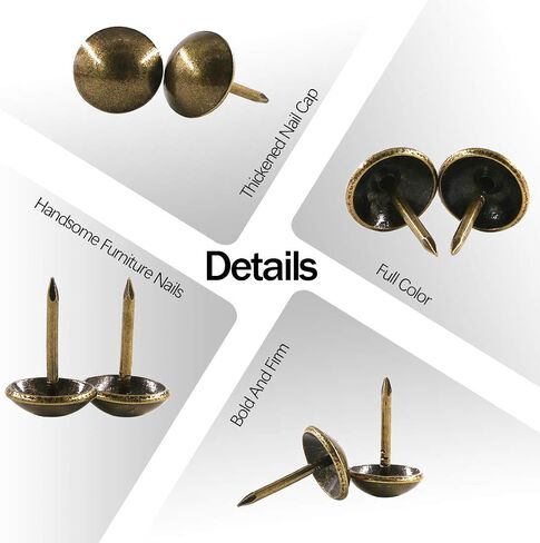 60-Pcs 1-3/16'' [30×30mm] Antique Upholstery Decorative Tacks Furniture Sofa Thumb Tacks Nails Pins Assortment Kit for Upholstered Furniture Cork Board - Bronze in Kuwait
