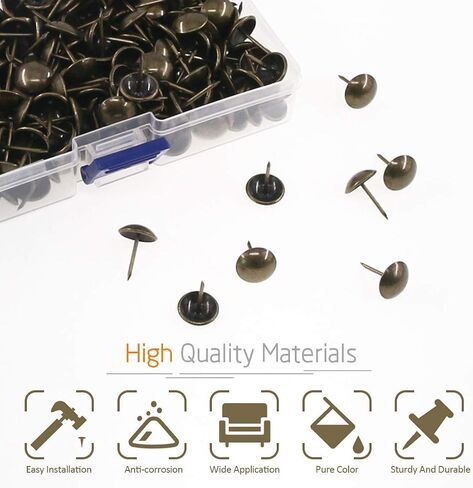 60-Pcs 1-3/16'' [30×30mm] Antique Upholstery Decorative Tacks Furniture Sofa Thumb Tacks Nails Pins Assortment Kit for Upholstered Furniture Cork Board - Bronze in Kuwait