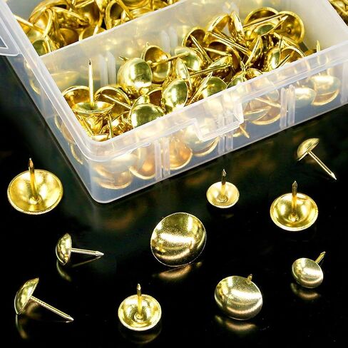 Hilitchi 280-Pieces [4-Size] Tacks Bronze Nail Pins Upholstery Nail Tacks Furniture Thumb Tack Pins Assortment Kit - Size Include: 7/16'' 9/16'' 5/8'' 3/4'' (Bronze) in Kuwait