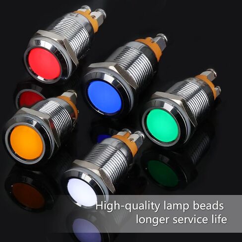 APIELE Indicator Light 12mm 1/2" Waterproof IP67 Metal Signal Lamp 12V AC/DC LED Pilot Dash Lamp Concave Head Green for Car Truck Boat (Blue, 12mm) in Kuwait