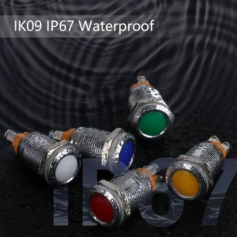 APIELE Indicator Light 12mm 1/2" Waterproof IP67 Metal Signal Lamp 12V AC/DC LED Pilot Dash Lamp Concave Head Green for Car Truck Boat (Blue, 12mm) in Kuwait