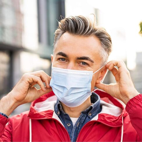 أقنعة الوجه للاستعمال لمرة واحدة، أقنعة الوجه الملونة من كلينيفكس مكونة من 50 عبوة، أقنعة وجه قابلة للتنفس من 3 طبقات مع سلك أنف in Kuwait