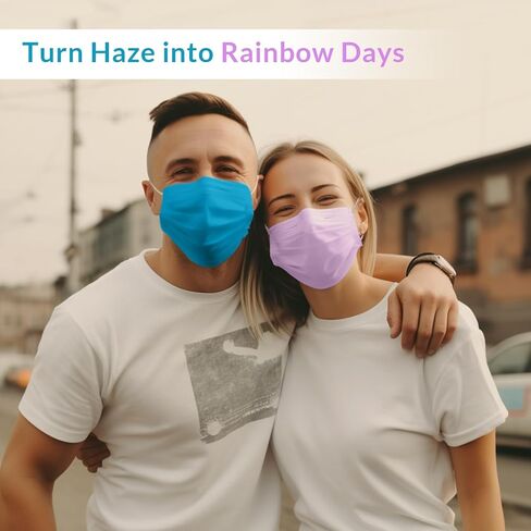 أقنعة وجه ملونة من ميكروبيتس للاستعمال مرة واحدة، 100 عبوة، 10 ألوان، 4 طبقات، قناع وجه ملفوف بشكل فردي، أقنعة ملونة مريحة قابلة للتنفس للبالغين والرجال والنساء in Kuwait