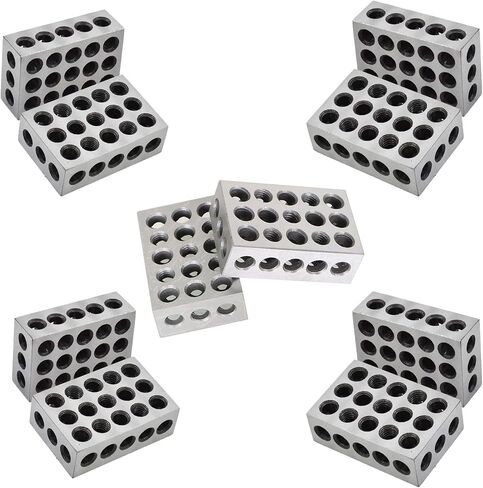 Timunr 5 Pair of Matched 1 x 2 x 3 Precision Parallel Blocks, 23-Hole 0.0002 Inch Alloy Steel 123 Parallel Block Set in Kuwait