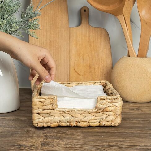 CLAYNIX Rattan Napkin Holders for Table, Napkins Holder For Paper Napkins, Kitchen Luncheon Paper on Boho Dining Countertop - Rectangle in Kuwait