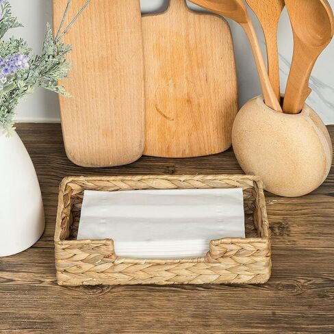 CLAYNIX Rattan Napkin Holders for Table, Napkins Holder For Paper Napkins, Kitchen Luncheon Paper on Boho Dining Countertop - Rectangle in Kuwait