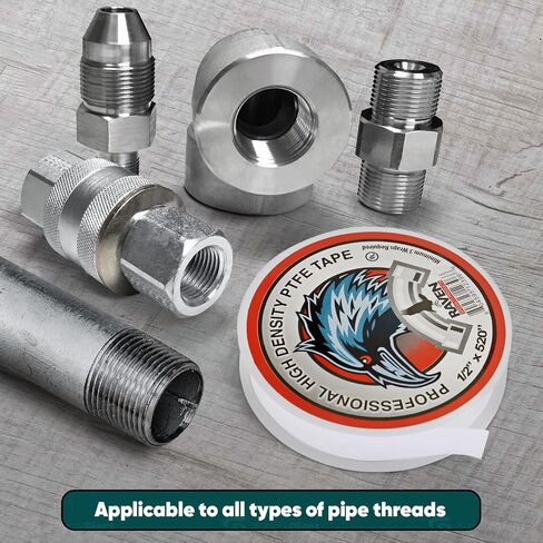 شريط ختم خيط UUD34520H-10 PTFE للسباكين، أبيض رمادي 3/4 بوصة × 520 بوصة (عبوة من 10 لفات)، 3/4 in Kuwait