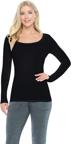 Natural Uniforms Women's Long Sleeve Extra Wide Scoop-Neck T-Shirt Under Scrub in Kuwait