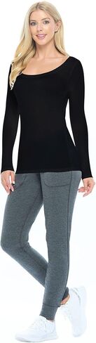 Natural Uniforms Women's Long Sleeve Extra Wide Scoop-Neck T-Shirt Under Scrub in Kuwait