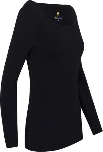 Natural Uniforms Women's Long Sleeve Extra Wide Scoop-Neck T-Shirt Under Scrub in Kuwait
