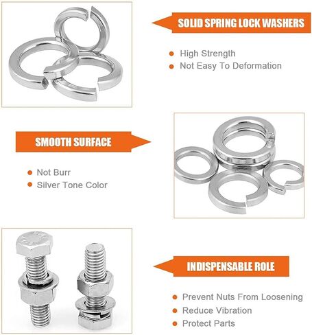 M8 Stainless Steel Split Lock Washers, 8mm ID, 12mm OD,18-8 (304) Stainless Steel, Spring Lock Washers for M8 Screw Bolts 150pcs (M8) in Kuwait