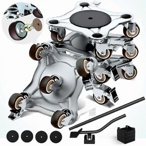 ZFULVO Furniture Dolly 5 عجلات شديدة التحمل، كبيرة الحجم من الصلب الكربوني، رافعة أثاث مع 5 عجلات مطاطية عالمية قابلة للدوران 360 درجة، أقصى حمل 1700 كجم/3747 رطل in Kuwait