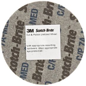 Scotch-Brite Cut and Polish Unitized Wheel, Aluminum Oxide, 3" Diameter x 1/4" Width, 7A Medium Grit, 18100 rpm, 1/4" Arbor (Pack of 1) in Kuwait