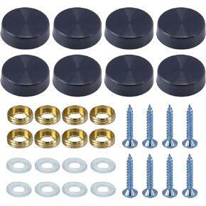 Mirror Screws Cap,8Pcs 16mm(5/8") Black Stainless Steel Mirror Nails Decorative Screw Caps Advertising Nails