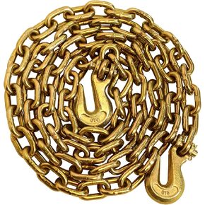 سلسلة ربط النقل SCIEO G80 مقاس 3/8 بوصة × 10 أقدام سلسلة تسجيل شديدة التحمل، سلسلة ربط للأسفل مع خطافات إمساك آمنة، سلسلة مقطورة حمل عمل آمنة 7,100 رطل للشحن ونقل الربط والسحب in Kuwait