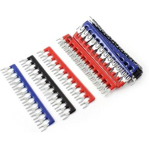 YXQ 5Pcs 400V 10A 8 Pin Terminal Jumper Strips Fork Shape Pre Insulated Black