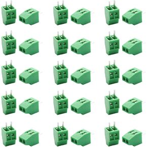 Augiimor 30 قطعة G/KF128 2 دبوس 2.54 مم درجة PCB برغي محطة كتلة موصل 150 فولت 6A PCB جبل برغي محطة كتلة موصل (أخضر) in Kuwait