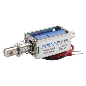 Baomain الملف اللولبي الكهربائي JF-0730B DC 6V 1A 5N / 10mm سحب دفع نوع الإطار المفتوح in Saudi Arabia