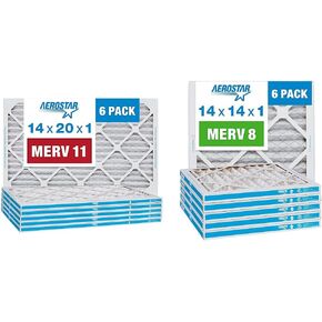 فلتر هواء للفرن AC مطوي 16x25x1 MERV 11 من Aerostar، 6 عبوات (الحجم الفعلي: 15 3/4 بوصة × 24 3/4 بوصة × 3/4 بوصة) in Kuwait