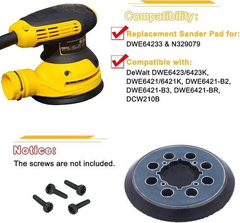 وسادة بديلة 5 بوصة لـ DeWalt DWE6423/6423K، DWE6421/6421K، DCW210B ماكينة الصنفرة المدارية العشوائية - وسادة الصنفرة لـ DWE64233 وN329079، حزمة من 2 in Saudi Arabia