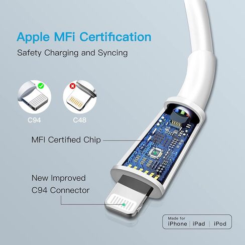 USB C to Lightning Cable Apple MFi Certified 3Pack 6FT iPhone Fast Charger Power Delivery Type Charging Cord Compatible with 14 13 Pro Max 12 11 XS XR X 8 iPad,White in Saudi Arabia