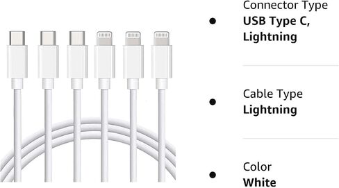 USB C to Lightning Cable Apple MFi Certified 3Pack 6FT iPhone Fast Charger Power Delivery Type Charging Cord Compatible with 14 13 Pro Max 12 11 XS XR X 8 iPad,White in Saudi Arabia