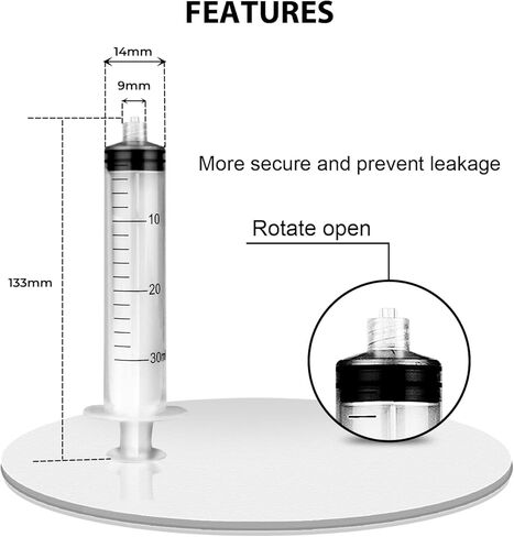 10 عبوات 30 مل من محاقن luer lock مع أغطية، وحقنة بلاستيكية للمختبرات العلمية وتوزيع السوائل متري متعدد الاستخدامات in Kuwait