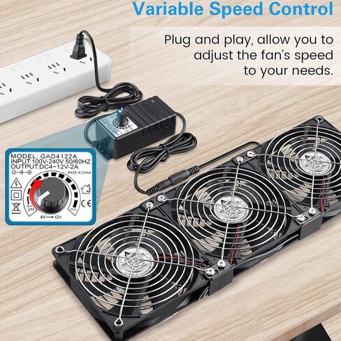 GDSTIME Dual 120mm AC Powered Fan with Variable Speed Controller 110V 120V in Kuwait