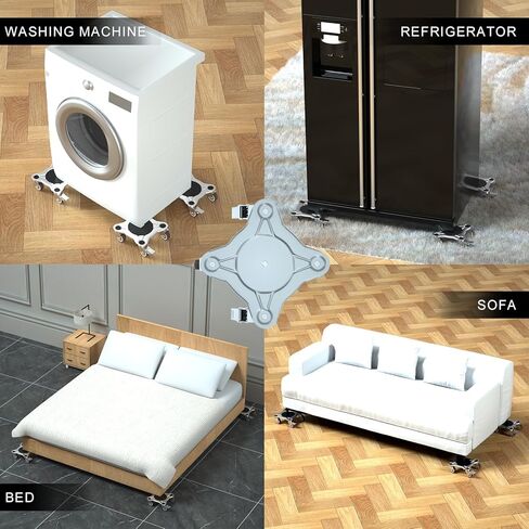 ZFULVO Furniture Dolly 5 عجلات شديدة التحمل، كبيرة الحجم من الصلب الكربوني، رافعة أثاث مع 5 عجلات مطاطية عالمية قابلة للدوران 360 درجة، أقصى حمل 1700 كجم/3747 رطل in Kuwait