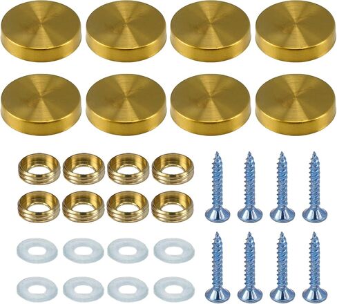 Mirror Screws Cap,8Pcs 16mm(5/8") Black Stainless Steel Mirror Nails Decorative Screw Caps Advertising Nails in Saudi Arabia