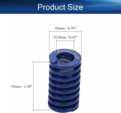 Yinpecly 3D Printer Die Spring 20mm OD 10mm ID 25mm طويل حلزوني ختم خفيف تحميل ضغط قالب زنبركي للمعدات الميكانيكية ملحقات الطابعة ثلاثية الأبعاد - لون أزرق قطعتان in Kuwait