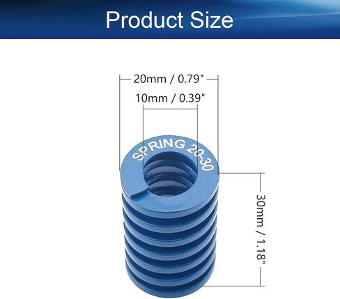 Yinpecly 3D Printer Die Spring 20mm OD 10mm ID 25mm طويل حلزوني ختم خفيف تحميل ضغط قالب زنبركي للمعدات الميكانيكية ملحقات الطابعة ثلاثية الأبعاد - لون أزرق قطعتان in Kuwait