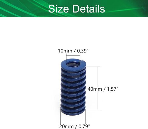 Yinpecly 3D Printer Die Spring 20mm OD 10mm ID 25mm طويل حلزوني ختم خفيف تحميل ضغط قالب زنبركي للمعدات الميكانيكية ملحقات الطابعة ثلاثية الأبعاد - لون أزرق قطعتان in Kuwait