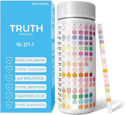 شرائط اختبار المياه 16 في 1 لمياه الشرب، 150 شريطًا، 16 في 1 مجموعة اختبار المياه جيدًا ومياه الشرب، اختبار بسيط للرصاص ودرجة الحموضة والحديد والصلابة والفلورايد والمزيد! in Kuwait