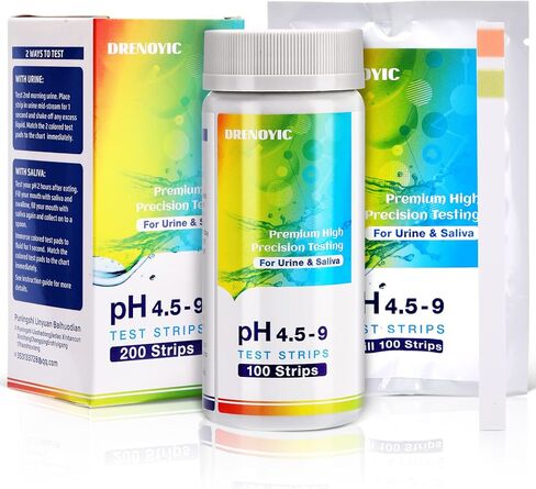 DRENOYIC pH Test Strips - 4.5 to 9 (200 ct) Universal Acid Alkaline Litmus Paper Testing Strips for Water, Urine and Saliva, Soap, Soil, Diet pH Monitoring, and so on in Saudi Arabia