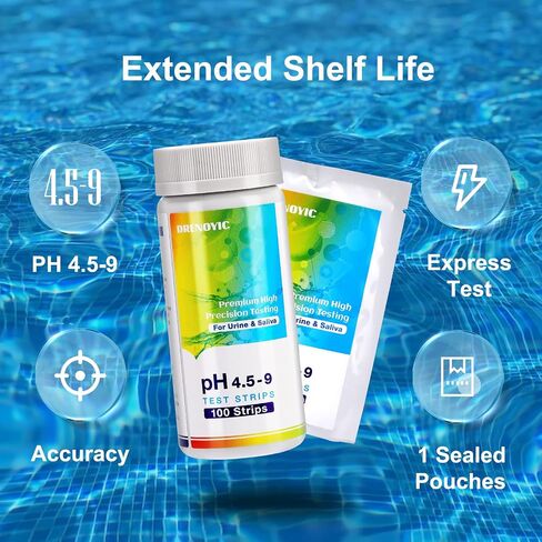 DRENOYIC pH Test Strips - 4.5 to 9 (200 ct) Universal Acid Alkaline Litmus Paper Testing Strips for Water, Urine and Saliva, Soap, Soil, Diet pH Monitoring, and so on in Saudi Arabia